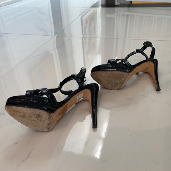 Davids Black T-Strap Platform Sandal Size 38 (8) - Picture 4 of 4